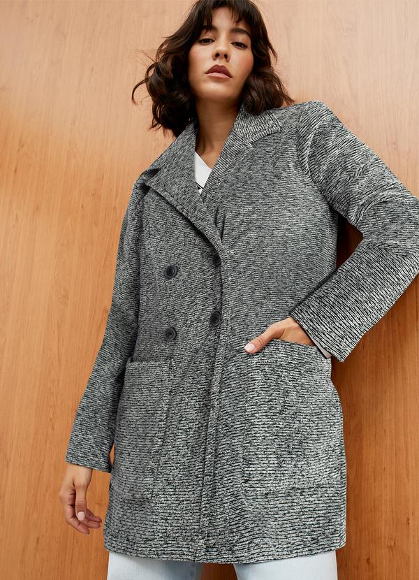 bonprix - Sobretudo Mescla Escuro em Malha Tweed 11