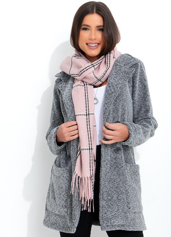 bonprix - Sobretudo Mescla Escuro em Malha Tweed 3