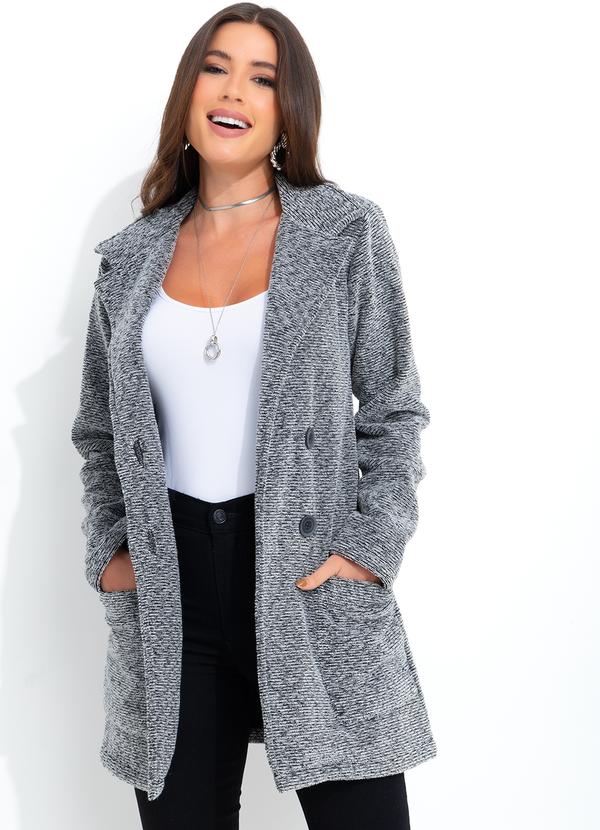 bonprix - Sobretudo Mescla Escuro em Malha Tweed 6