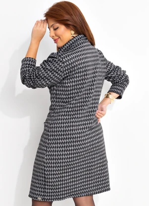 Quintess - Sobretudo Pied de Poule em Malha Jacquard Peluci - QUINTESS