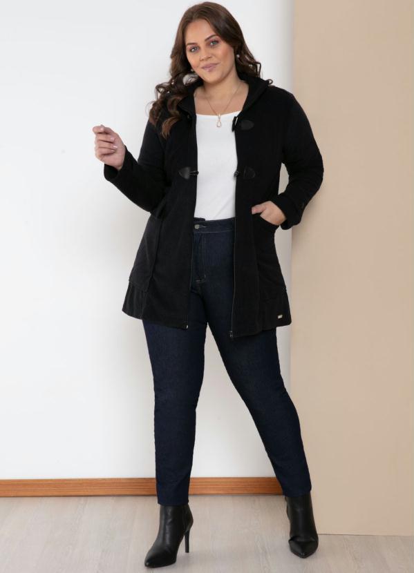 Quintess - Sobretudo Preto com Abertura em Zíper 10