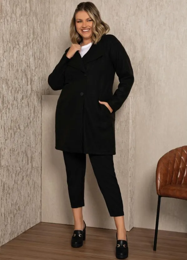 Quintess - Sobretudo PretoCom Bolsos 7