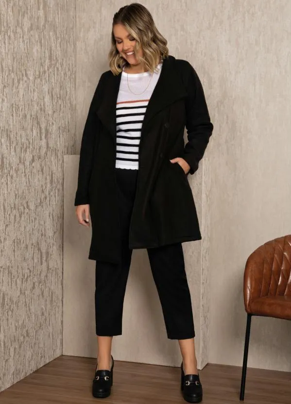 Quintess - Sobretudo PretoCom Bolsos