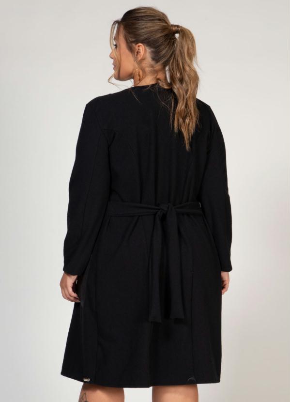 Quintess - Sobretudo Preto com Gola e Bolsos 4