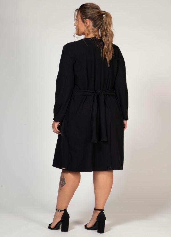 Quintess - Sobretudo Preto com Gola e Bolsos 2