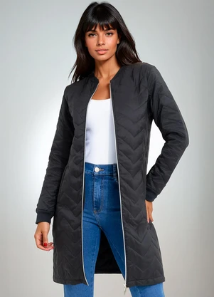 bonprix - Sobretudo Preto em Tactel - BONPRIX