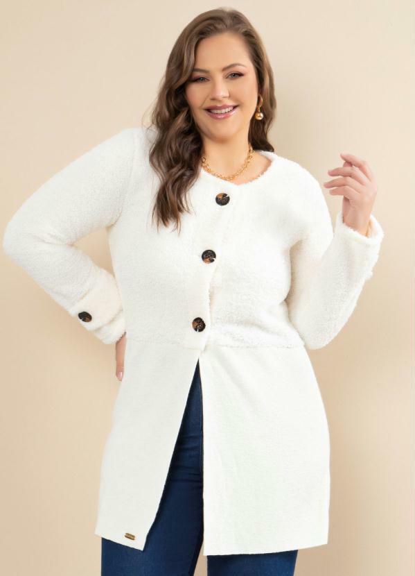 Quintess - Sobretudo Quintess Off White com Botões Grandes 10