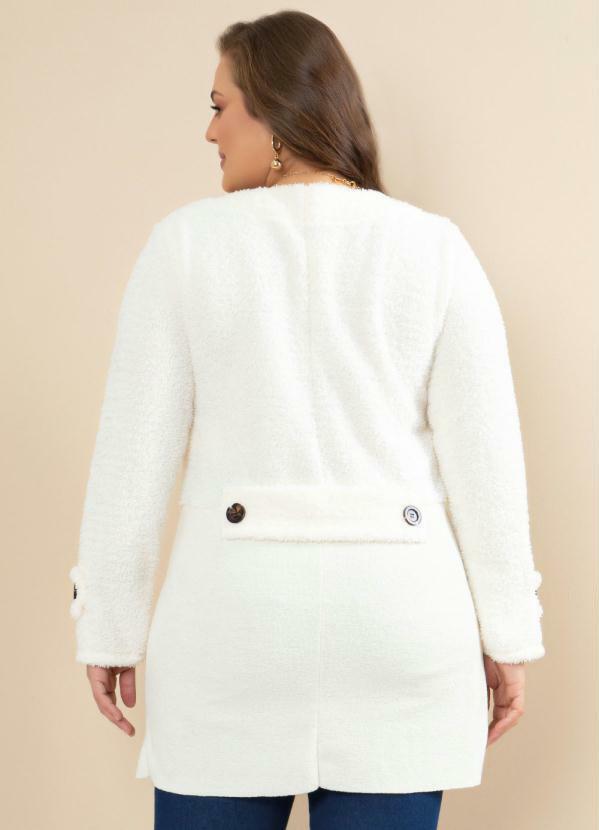 Quintess - Sobretudo Quintess Off White com Botões Grandes 11