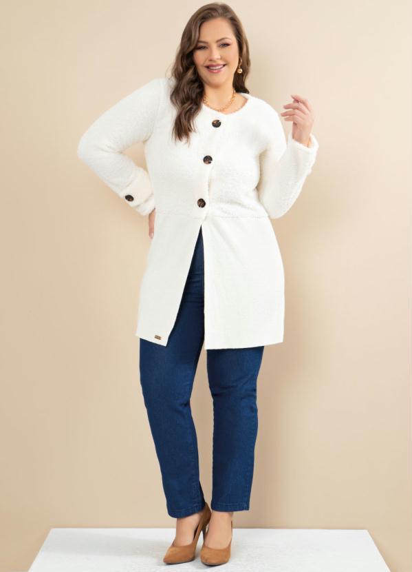 Quintess - Sobretudo Quintess Off White com Botões Grandes 12