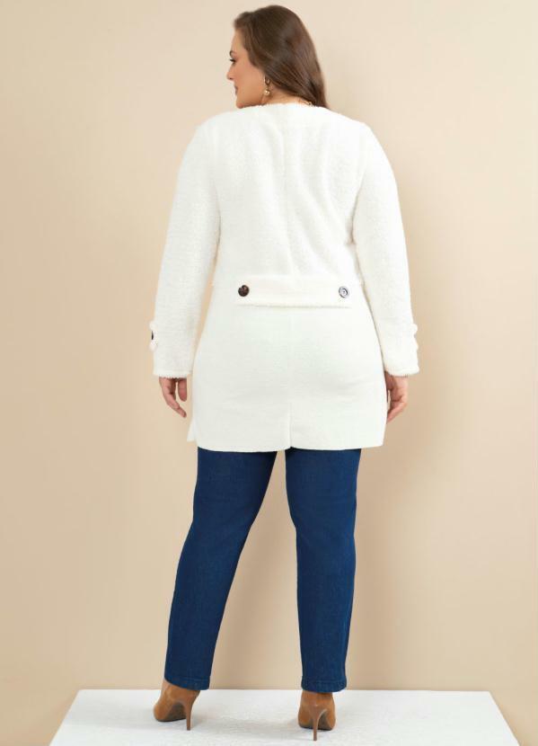 Quintess - Sobretudo Quintess Off White com Botões Grandes 13