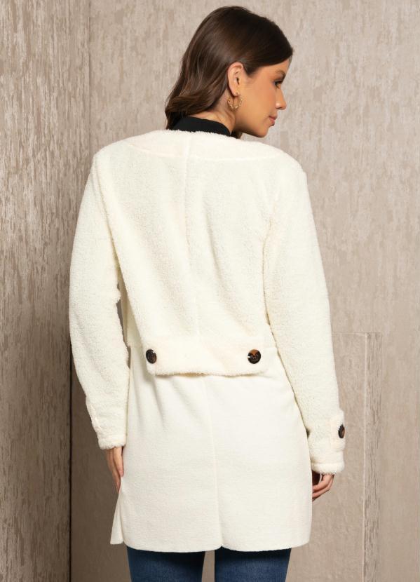 Quintess - Sobretudo Quintess Off White com Botões Grandes 2