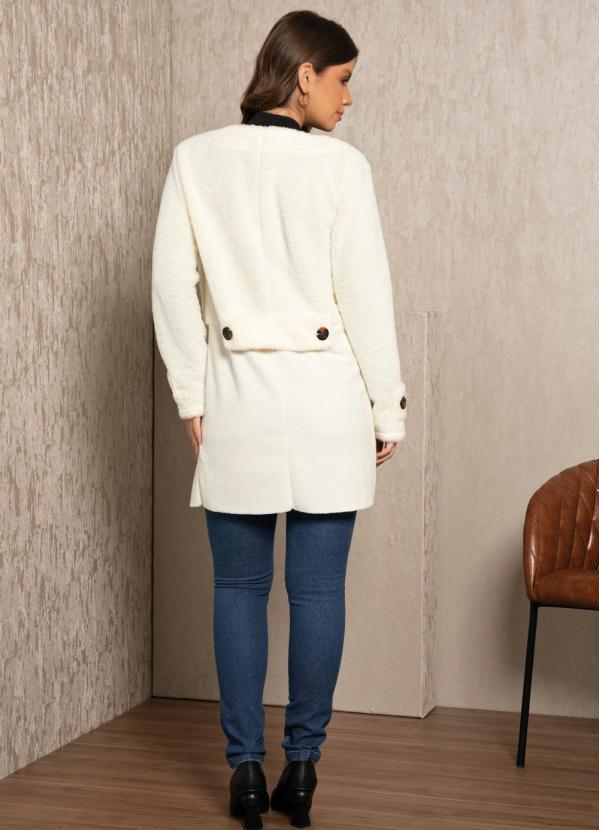 Quintess - Sobretudo Quintess Off White com Botões Grandes 4