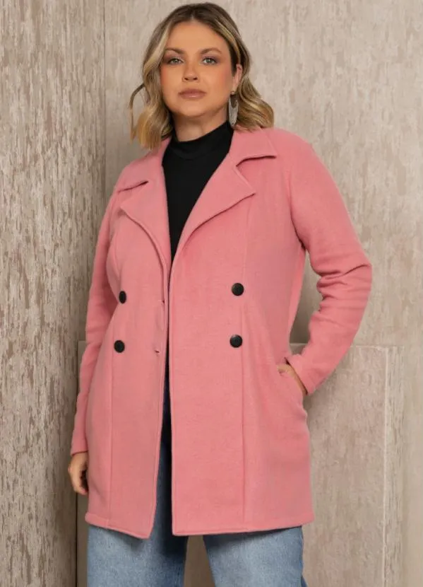 Quintess - Sobretudo Rosa com Bolsos Funcionais 4