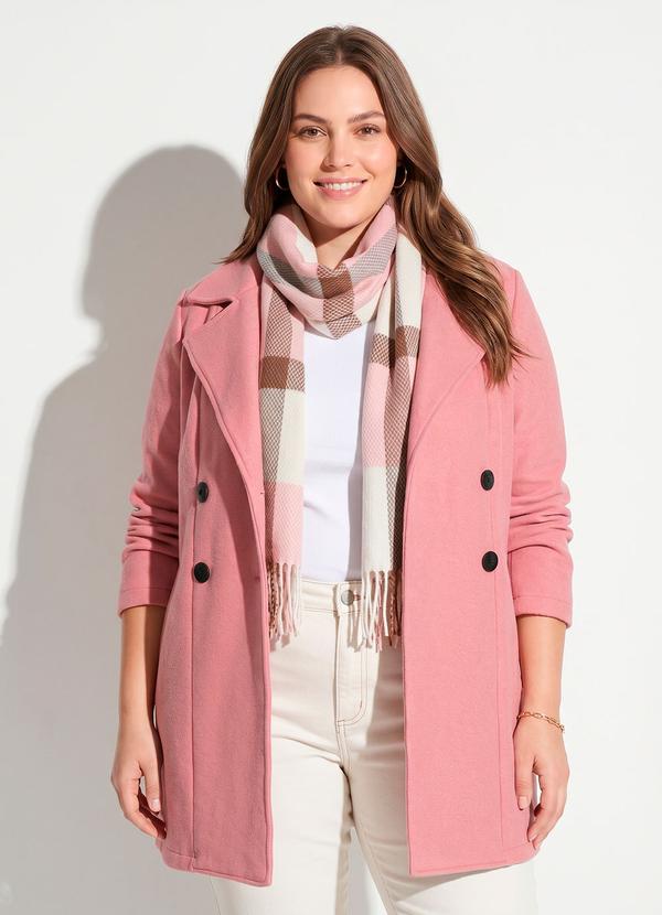 Quintess - Sobretudo Rosa com Bolsos Funcionais