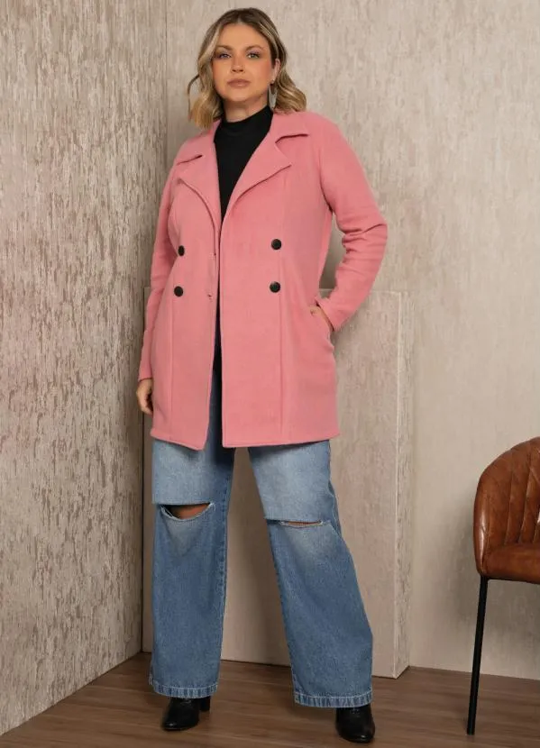 Quintess - Sobretudo Rosa com Bolsos Funcionais 2