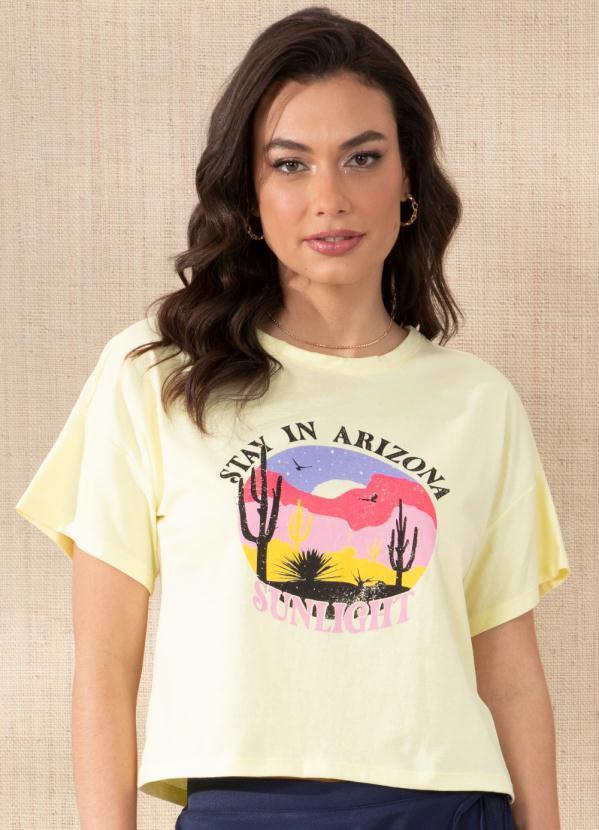 Quintess - Blusa Amarelo Claro com Estampa