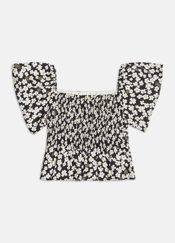 Authoria - Blusa Anarrugada Floral  Preto 2