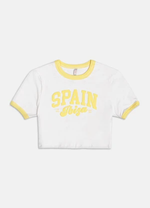 Authoria - Blusa Baby Tee com Lettering Puff  Amarelo - AUTHORIA