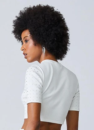 Authoria - Blusa Baby Tee com Pérolas Off White - AUTHORIA