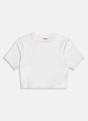Authoria - Blusa Baby Tee com Ursinho em Strass  Off White - AUTHORIA