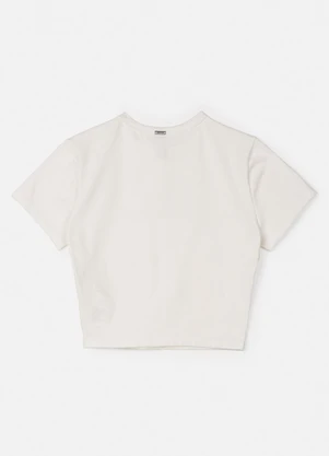 Authoria - Blusa Baby Tee Off White com Strass Off White - AUTHORIA
