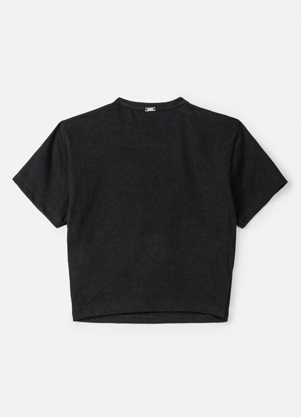 Authoria - Blusa Baby Tee Preta com Pérolas Preto 2