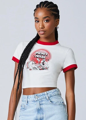 Authoria - Blusa Baby Tee Vintage do Mickey Pérola - AUTHORIA