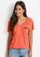 bonprix - Blusa Básica com Fio Metalizado no Bolso Laranja - variação: Laranja
