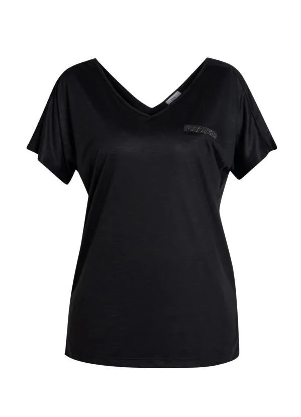bonprix - Blusa Básica com Fio Metalizado no Bolso Preta 5