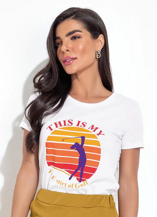 Moda Pop - Blusa Branco em Malha de Algodão