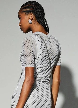 Authoria - Blusa Cinza de Tule com Strass Cinza - AUTHORIA