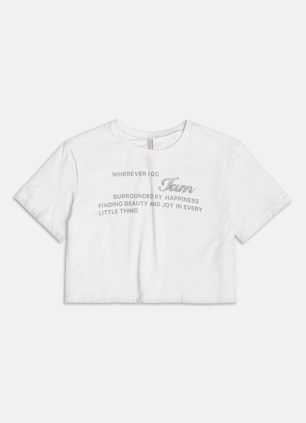 Authoria - Blusa com Aplique em Strass  Off White