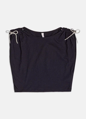 Authoria - Blusa com Detalhe Drapeado  Preto - AUTHORIA