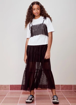 Authoria - Blusa com Top de Tule  Off White - AUTHORIA