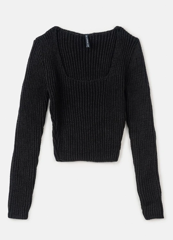 Authoria - Blusa Corset de Tricot Preto Preto