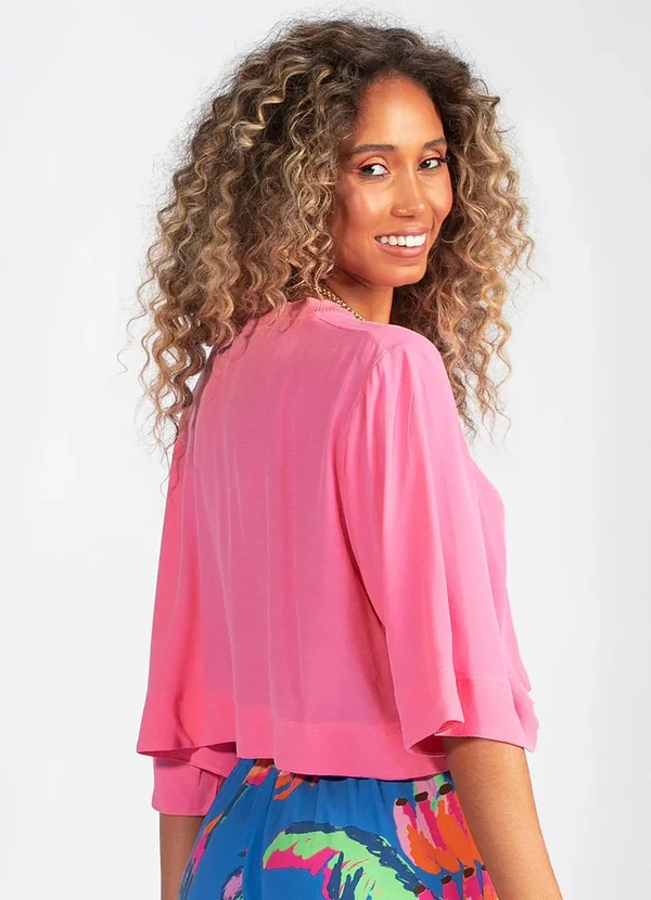 Farm - Blusa Cropped em Viscose Rosa 2