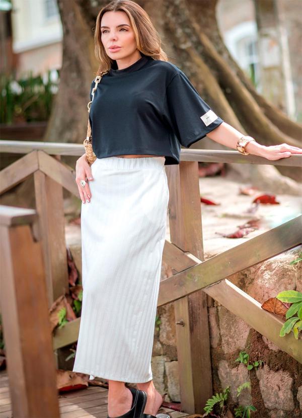 Hiatto Confecção - Blusa Cropped Leve Despojada Preto