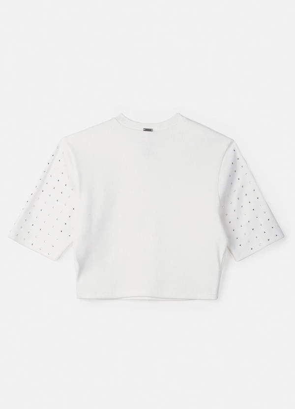 Authoria - Blusa Cropped Off White com Strass Branco 2
