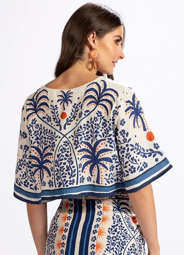 Farm - Blusa Cropped Tarde de Verão Azul 2