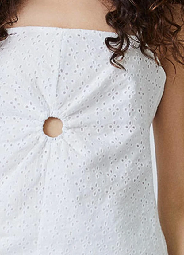 Authoria - Blusa de Laise com Detalhe de Argola Branco 5