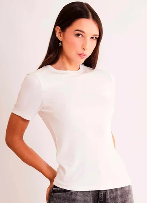 Sofie - Blusa de Manga Curta After Dusk em Ribana Branco - SOFIE