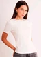 Sofie - Blusa de Manga Curta After Dusk em Ribana Marrom - variação: Branco