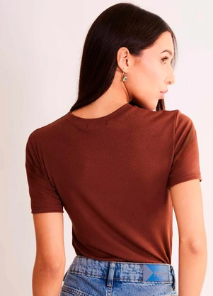 Sofie - Blusa de Manga Curta After Dusk em Ribana Marrom - SOFIE