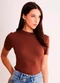 Sofie - Blusa de Manga Curta After Dusk em Ribana Marrom - variação: Marrom