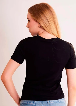 Sofie - Blusa de Manga Curta After Dusk em Ribana Preto - SOFIE