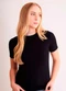 Sofie - Blusa de Manga Curta After Dusk em Ribana Marrom - variação: Preto