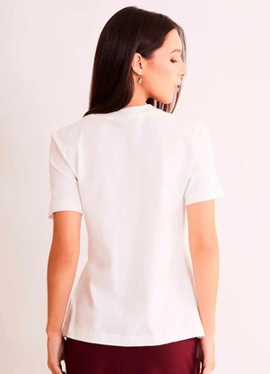 Sofie - Blusa de Manga Curta Allure em Meia Malha Branco - SOFIE