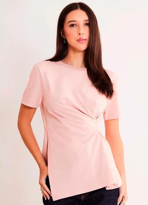 Sofie - Blusa de Manga Curta Allure em Meia Malha Rosa - SOFIE