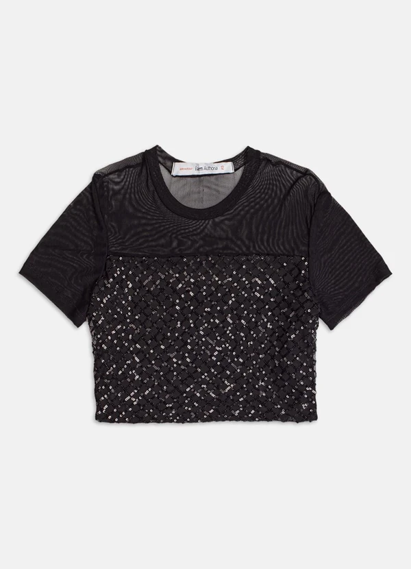 Authoria - Blusa de Tule com Paetê Preto 1