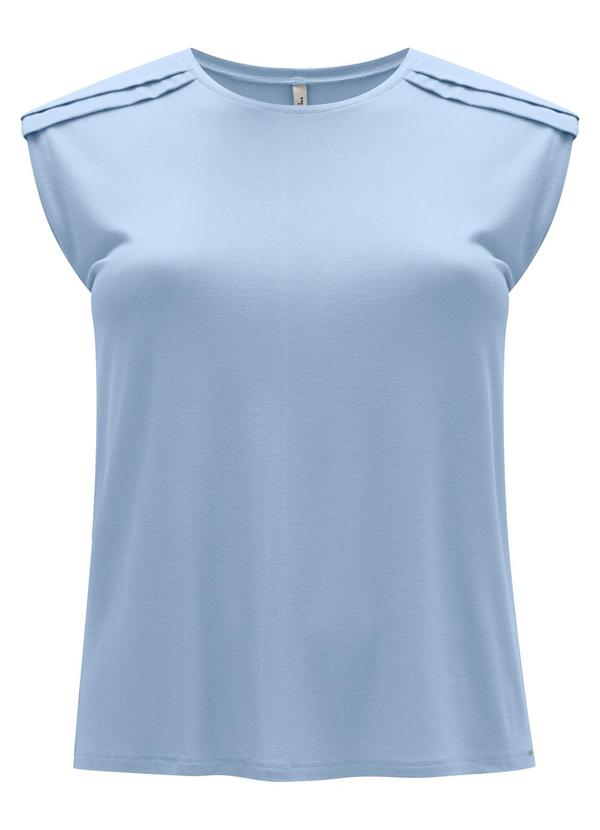 Lunender Mais Mulher - Blusa em Malha Crepe com Gola Redonda Azul 3